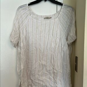 LOFT Cream Striped Blouse size 20 cotton lined
